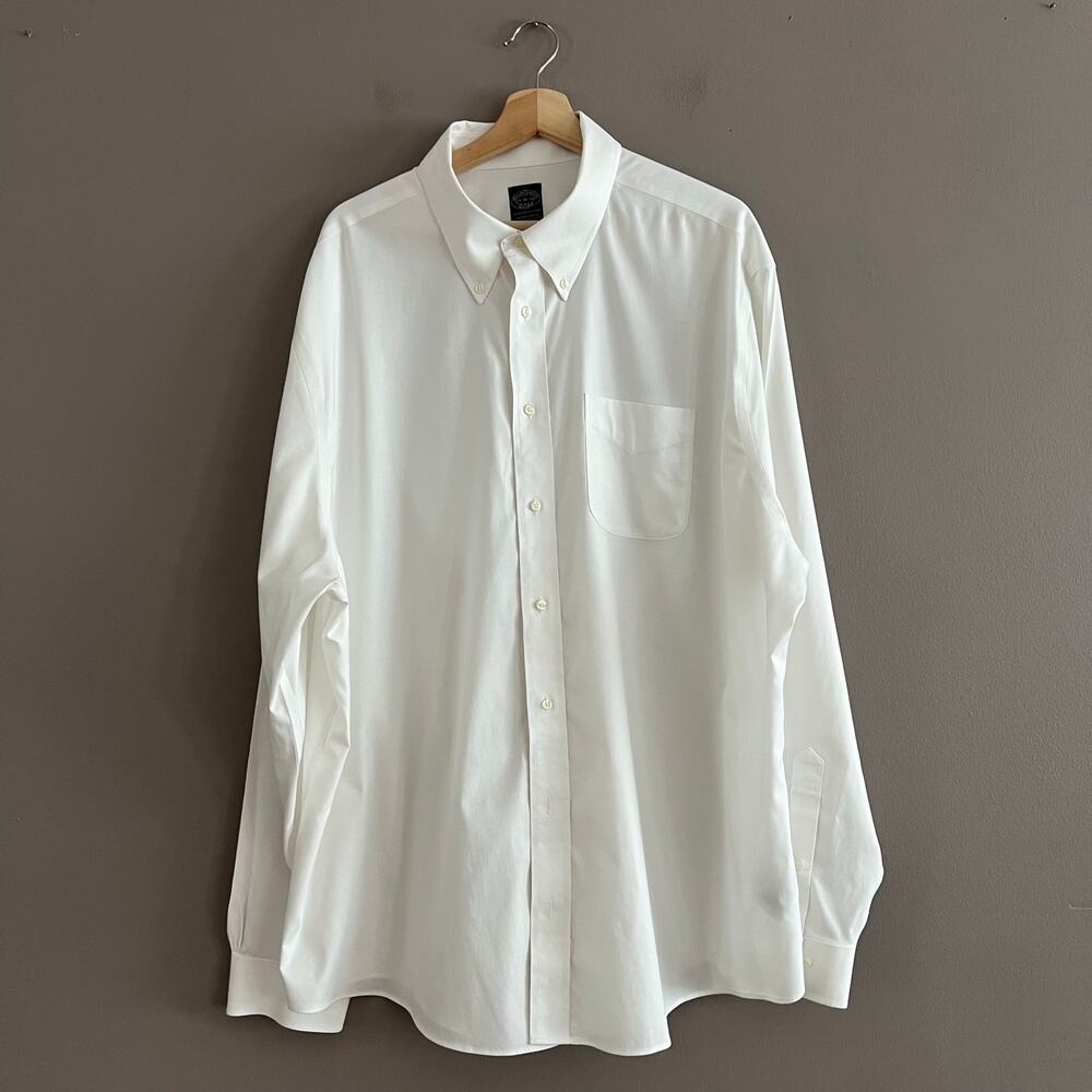 Brooks Brothers 1818 Original Polo Dress Shirt Mens 19 38/39 White Supima Preppy